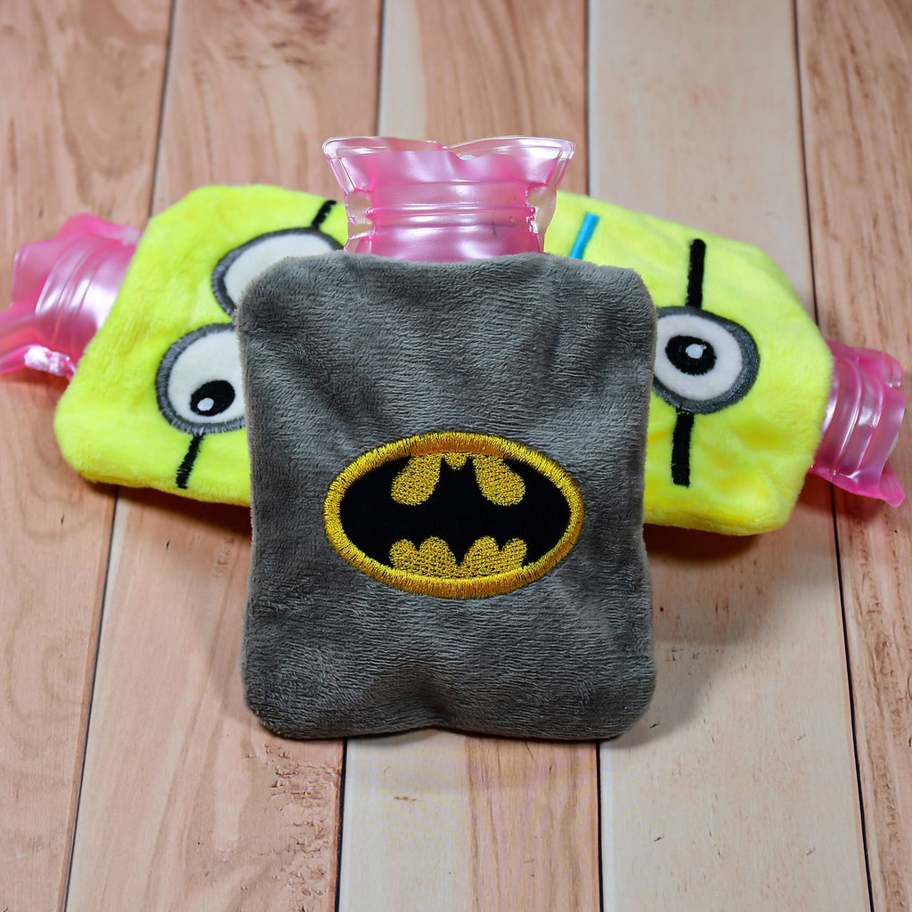 Batman Hot Water Bag shown for targeted neck and shoulder pain relief.