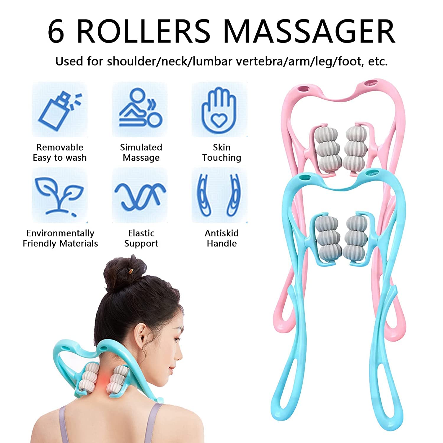 Man using the portable massager on his lower back for targeted pain relief.