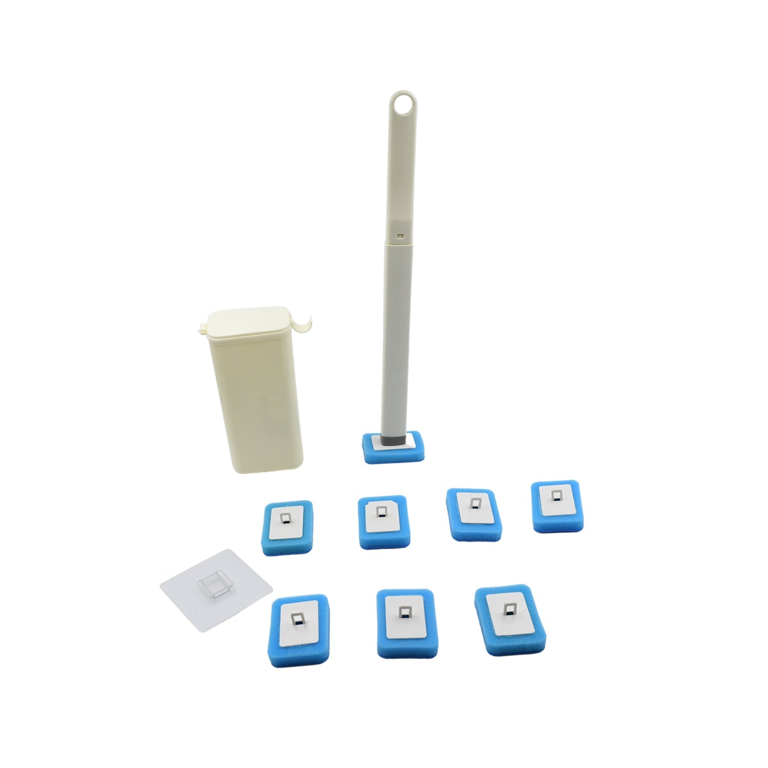 Close-up of the easy-to-attach disposable refill head on the toilet wand.