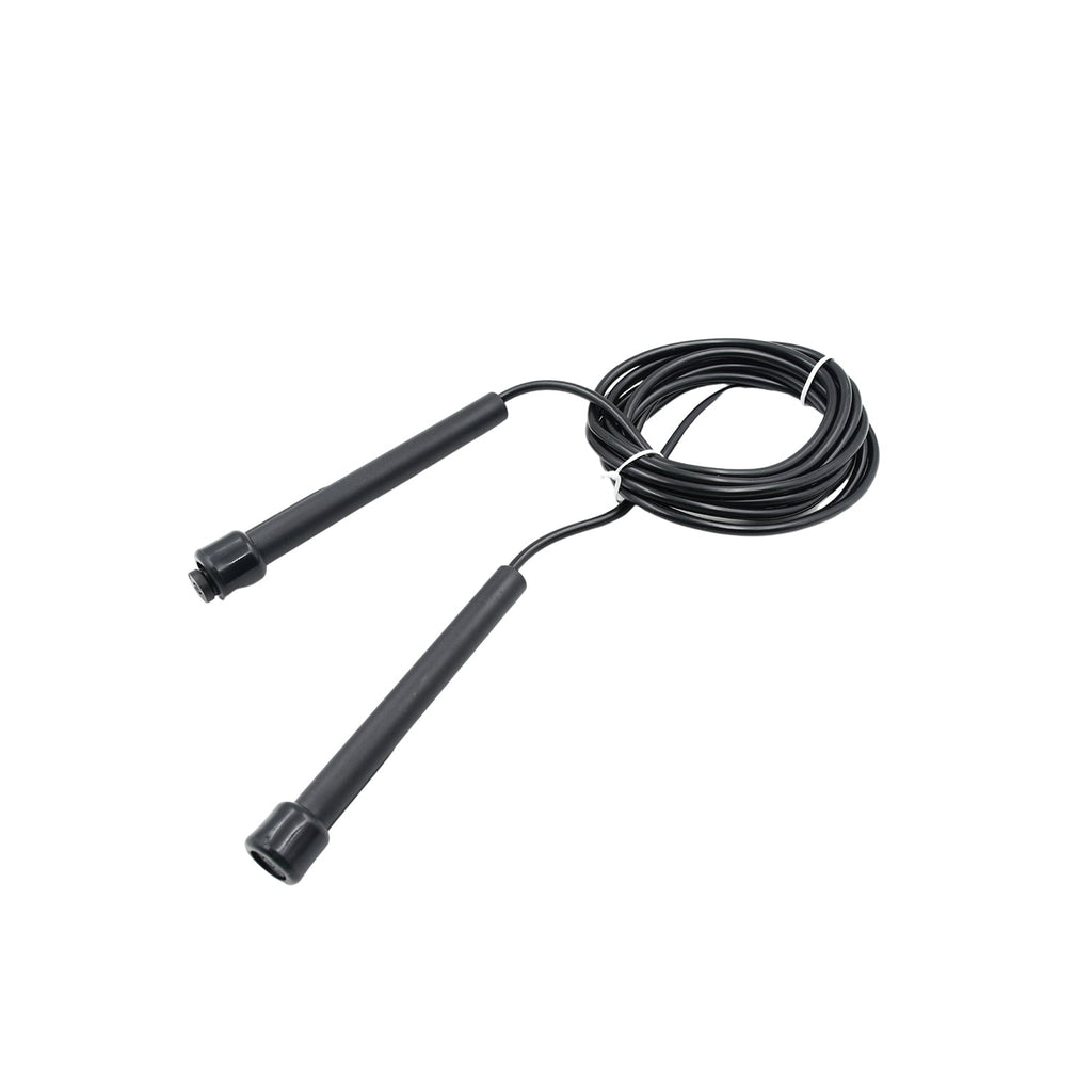 Close-up of the comfortable PVC handle on the fitness jump rope.