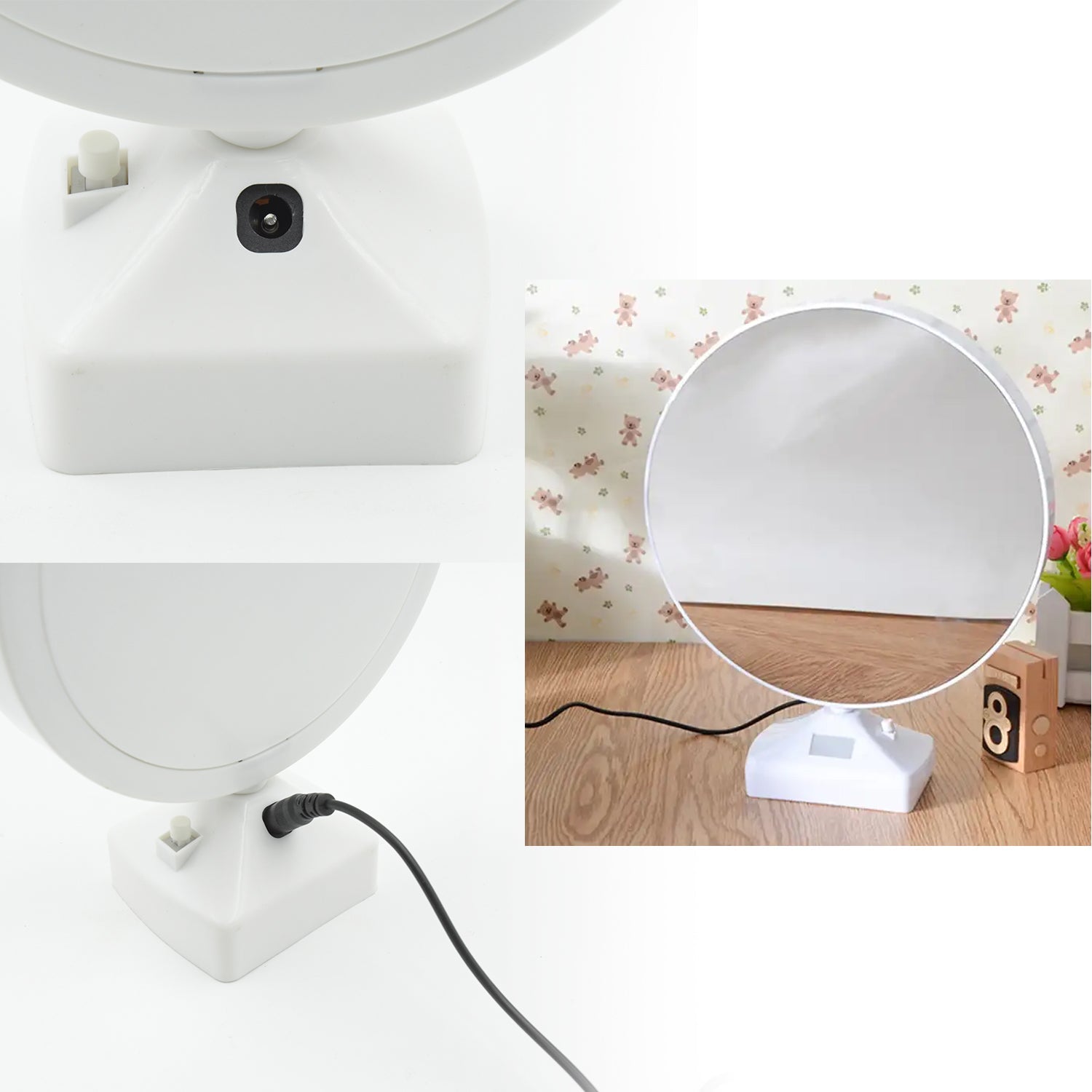 Close-up of the LED Magic Mirror Photo Frame in mirror mode, ready for makeup.