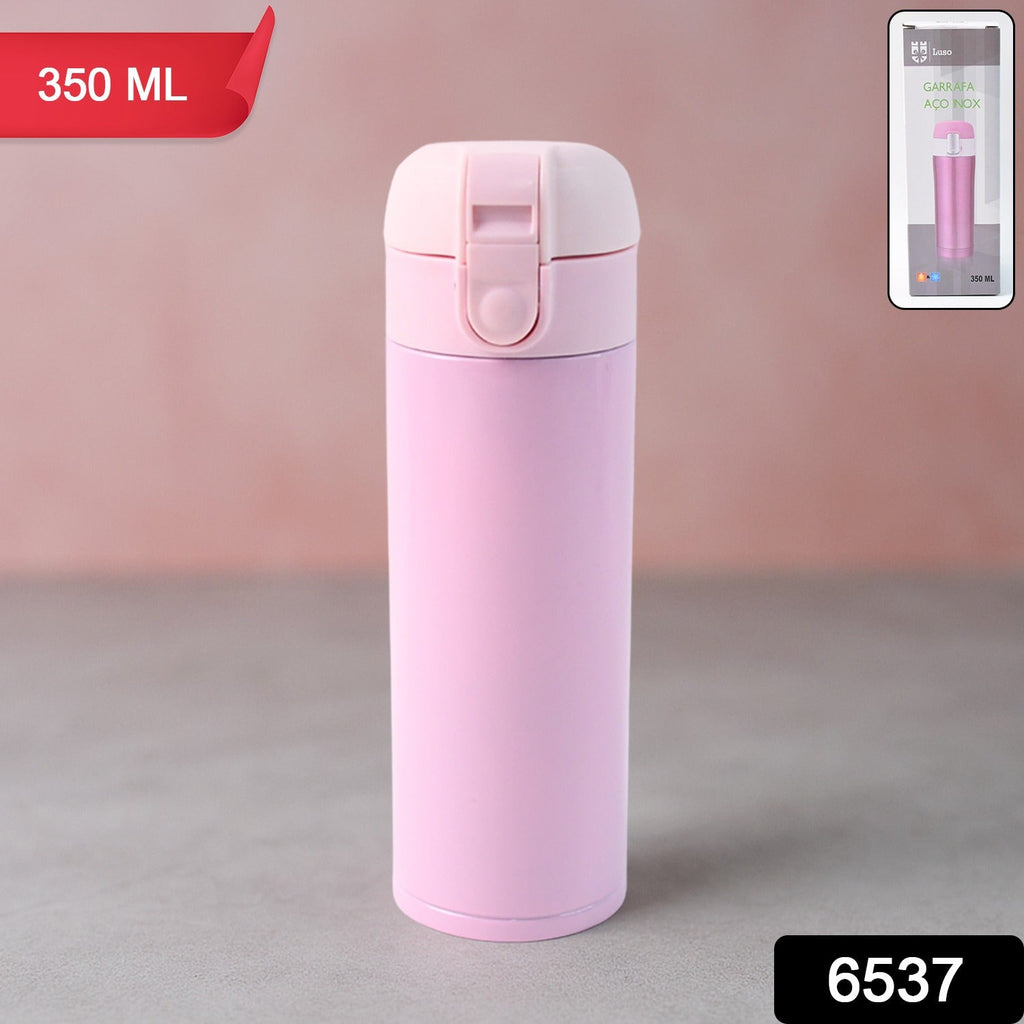 Close-up of pure sip stainless flask leakproof flip top lid