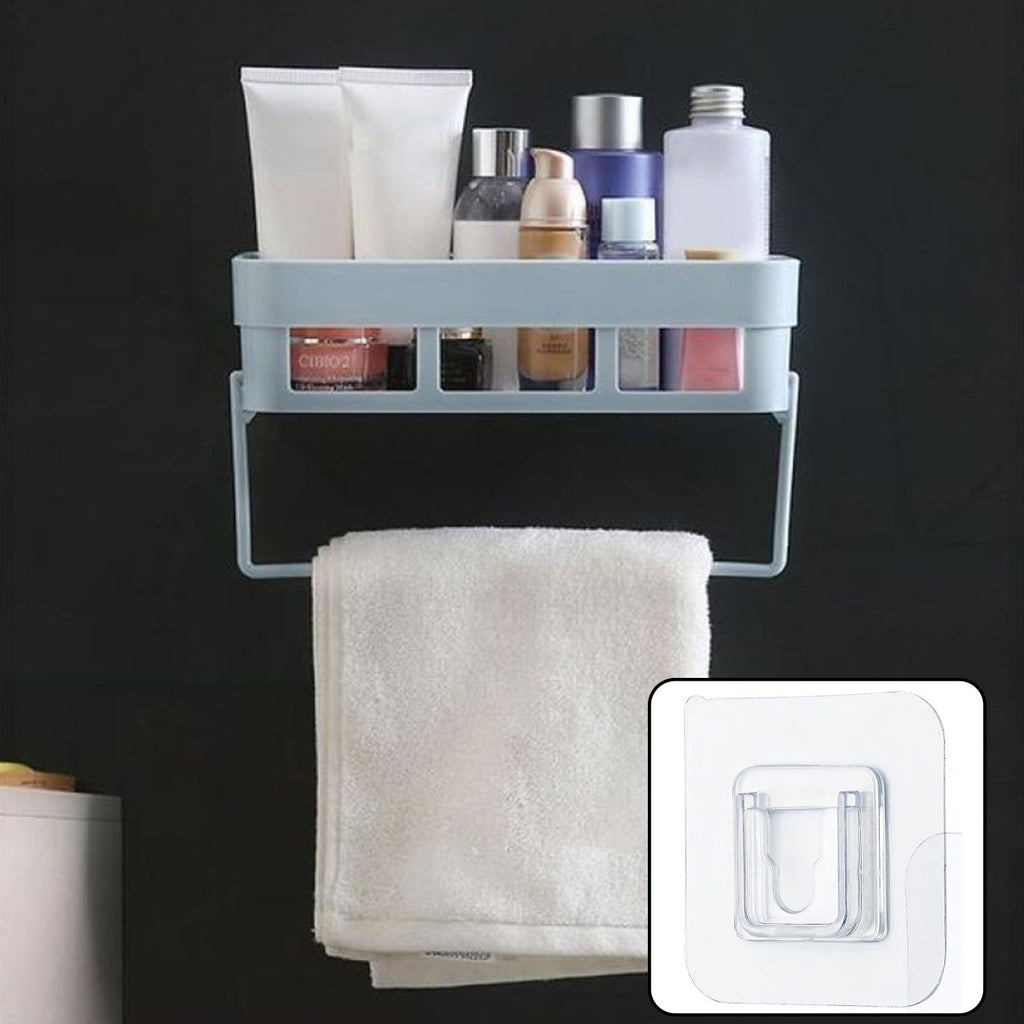 Stylish and practical wall shelf organizing essentials in a compact space.