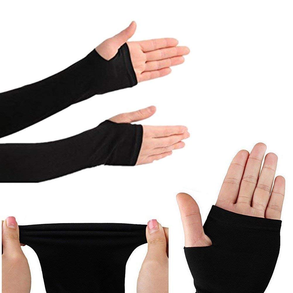 Black arm sleeve with visible anti-slip band, ensuring a secure fit during movement.