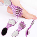 VelvaBloom 4-in-1 Pedicure Tool showing brush and steel scrubber for comprehensive foot care.