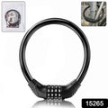 Resettable 4-digit combination bicycle cable lock on white background