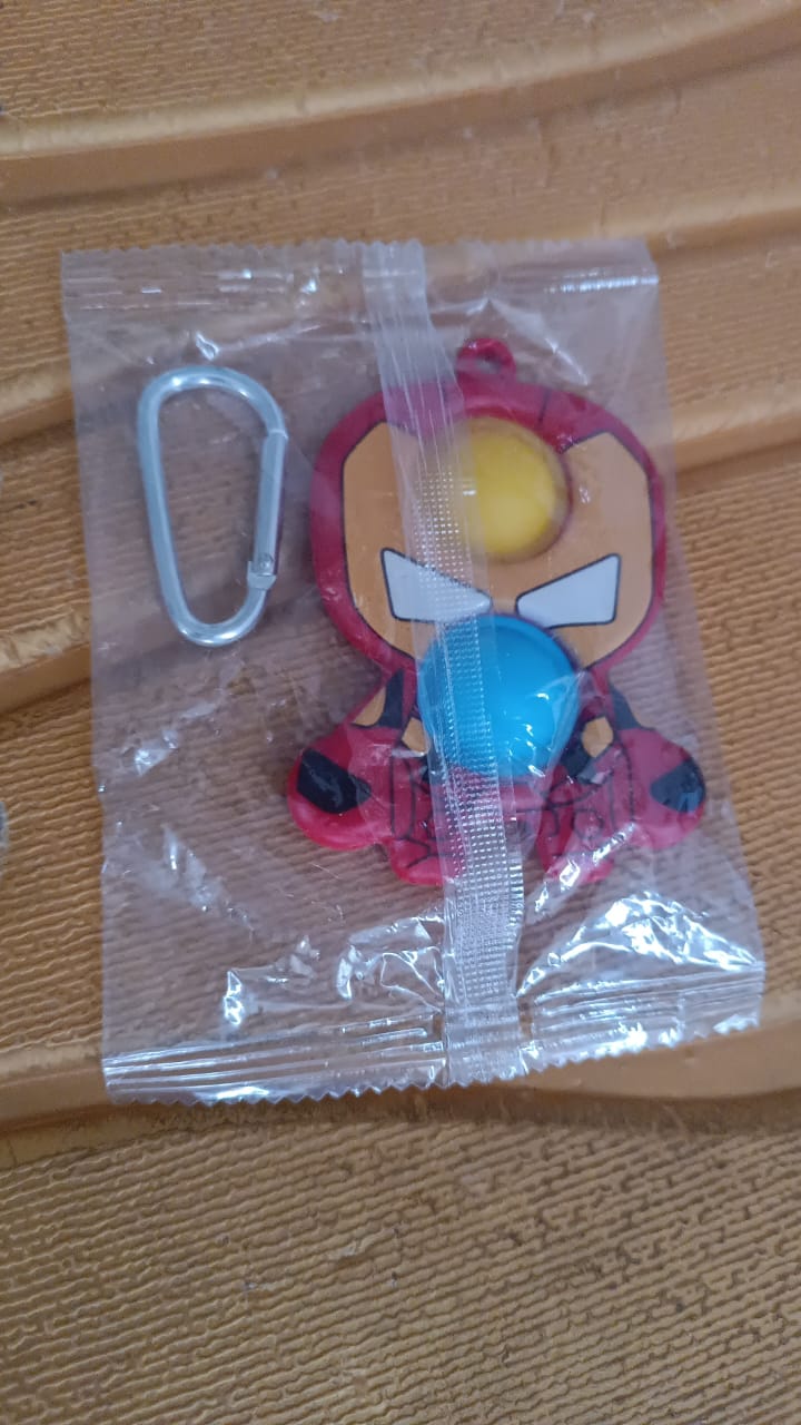 Fun Iron Man fidget pop it keychain toy with satisfying bubble pop