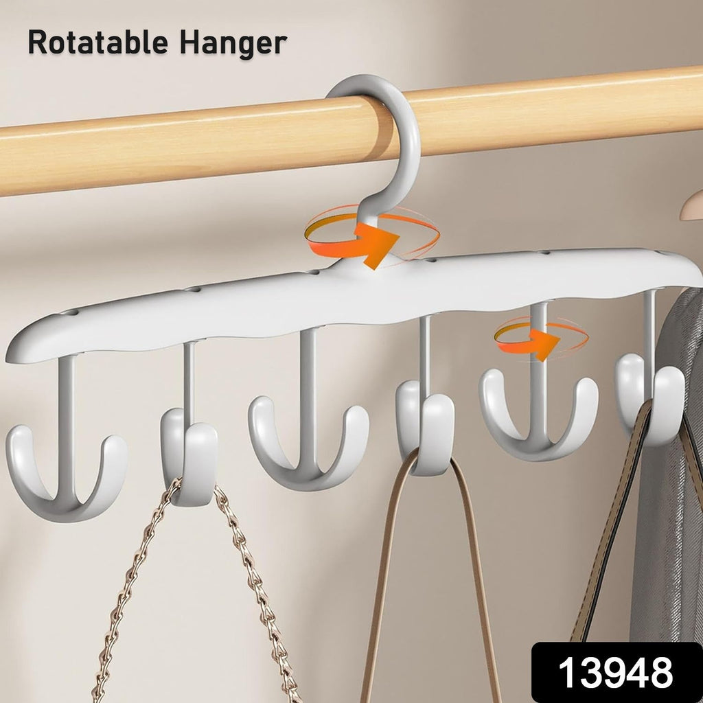 Close-up view of the sturdy hooks on the rotating tank top hanger.