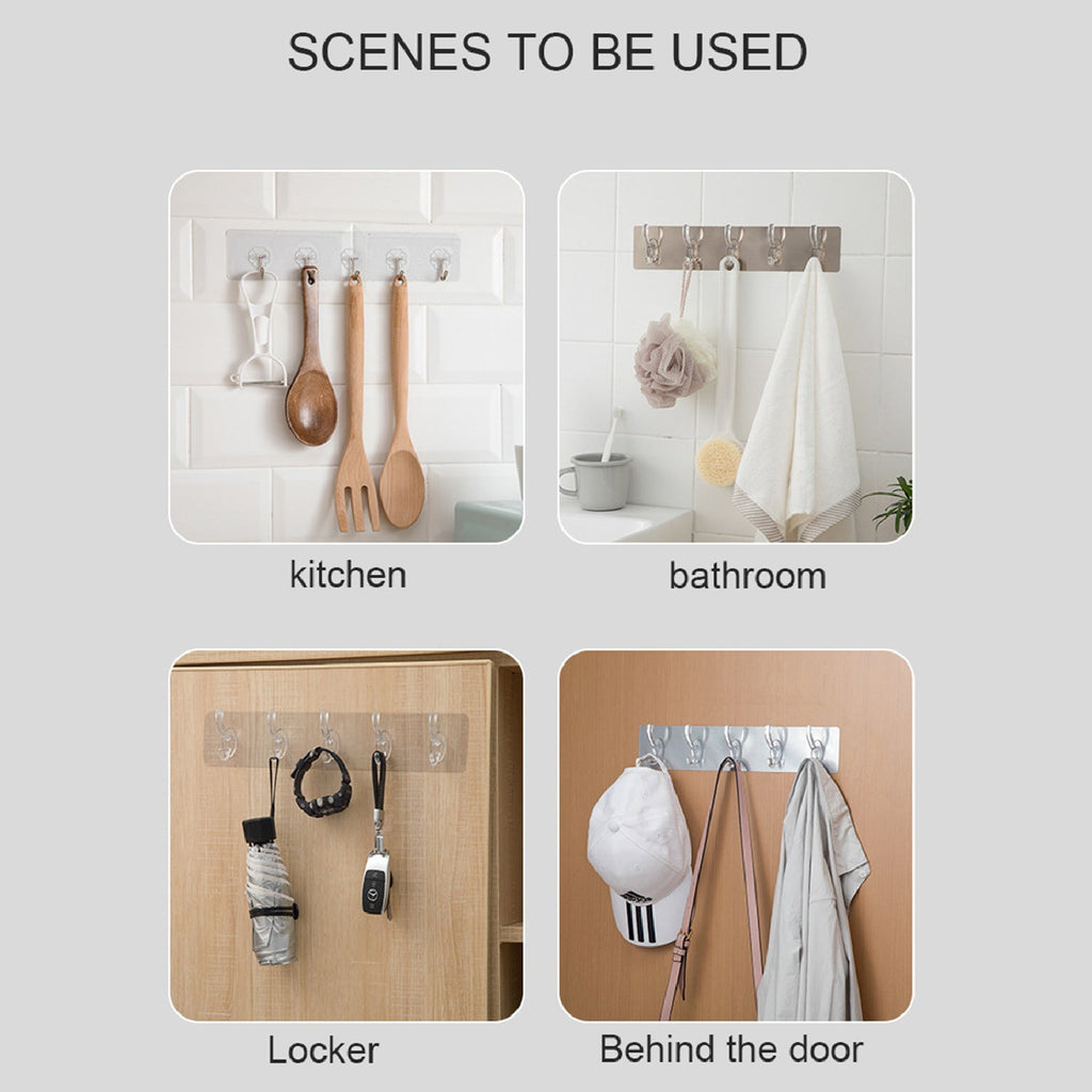 Detail of the heavy-duty design of a transparent wall hook, ensuring secure holding power.