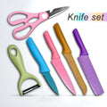 Professional 6Pc Kitchen Knife Set with corrugated stainless steel blades displayed