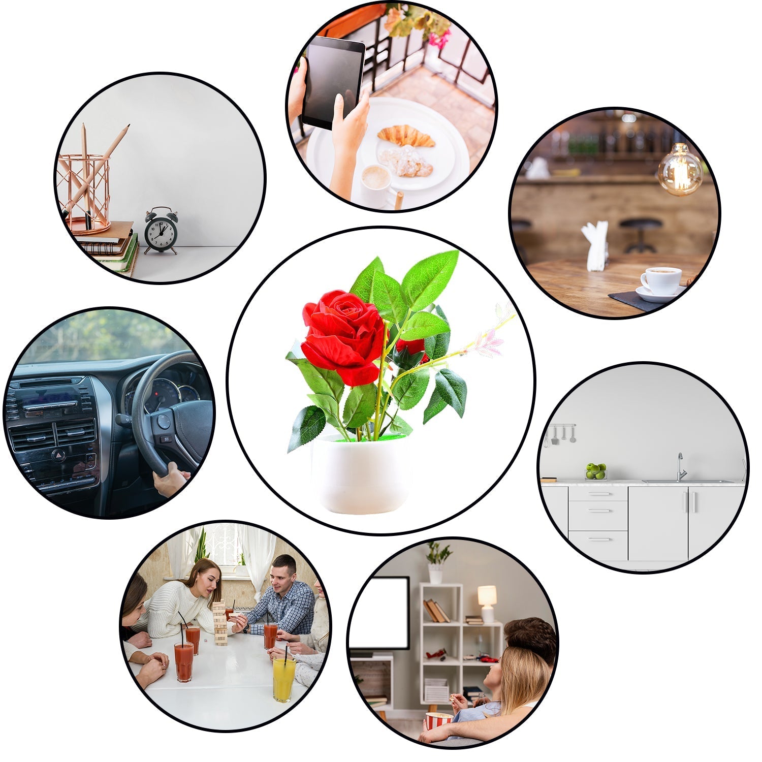 Elegant artificial rose plant with a sleek pot, ideal for gifting and decor.