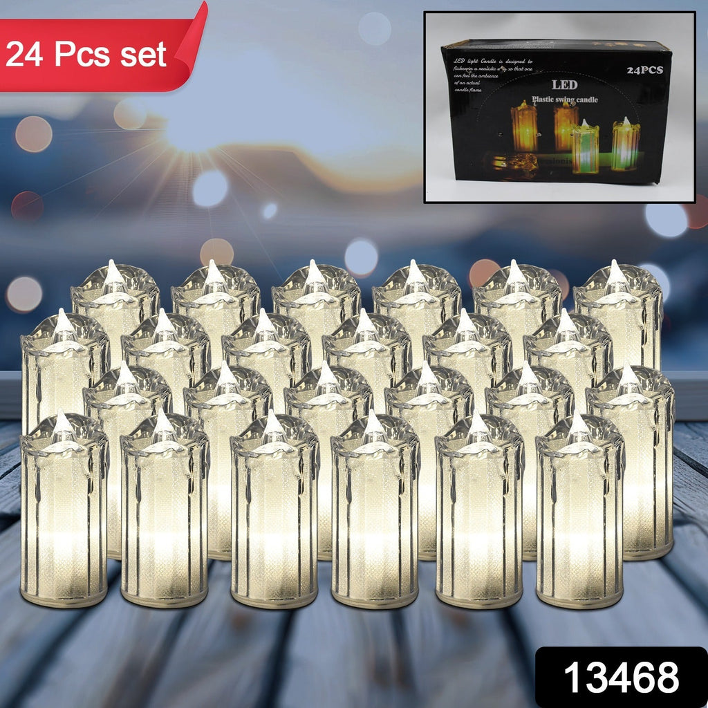 Twenty-four flameless LED tea light candles neatly packed in a box.