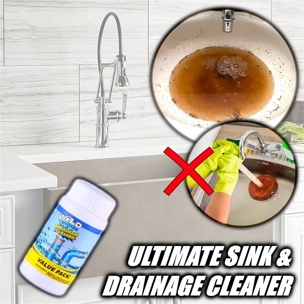 Portable Drain Cleaner Powder for convenient use in kitchen and bathroom pipes.