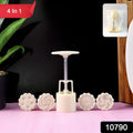 Hand pressing dough using spring press cookie mold with floral design