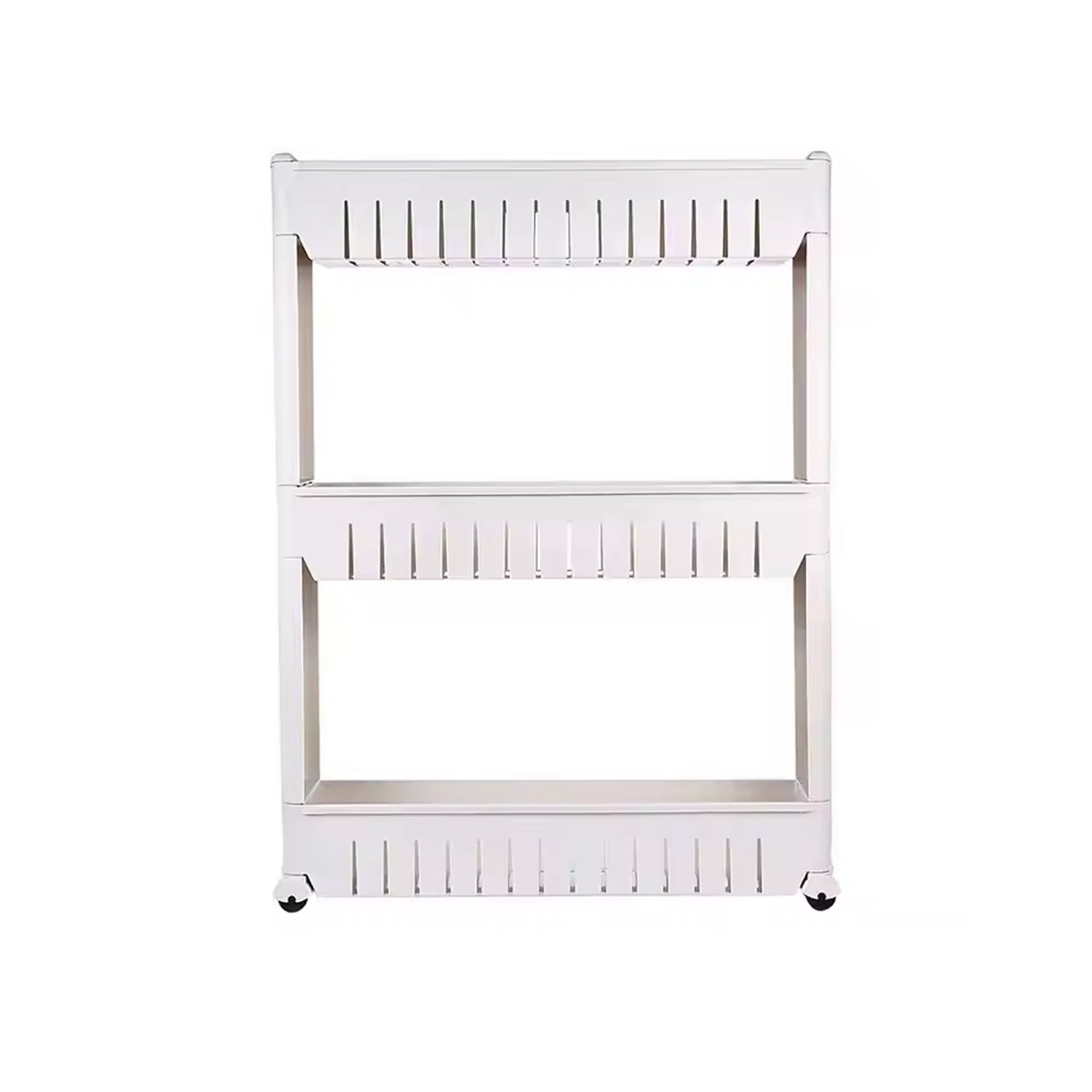 Diagram showing the dimensions of the slim storage rack for fitting into narrow spaces.