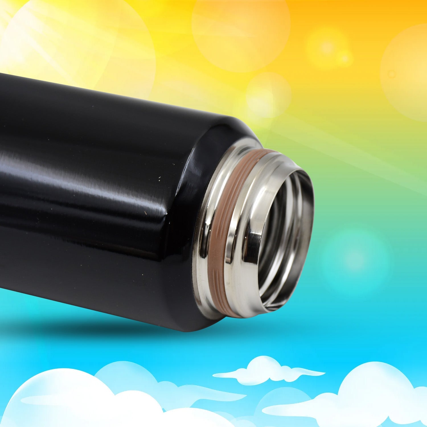 Leak-proof thermos bottle, ideal for travel and work.