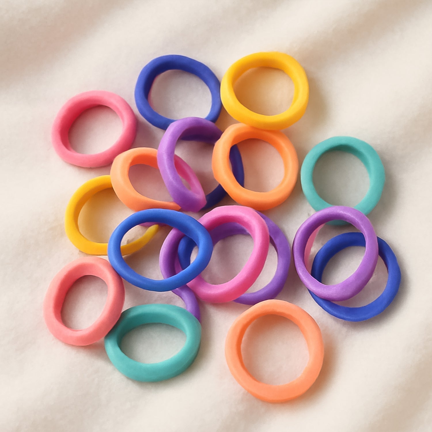 Set of 30 multicolour mini hairbands suitable for children's fine hair