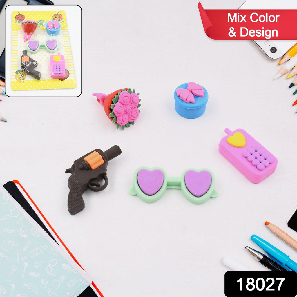 Close-up of creative 3D erasers shaped like cupcakes and ice cream cones, ideal for return gifts.