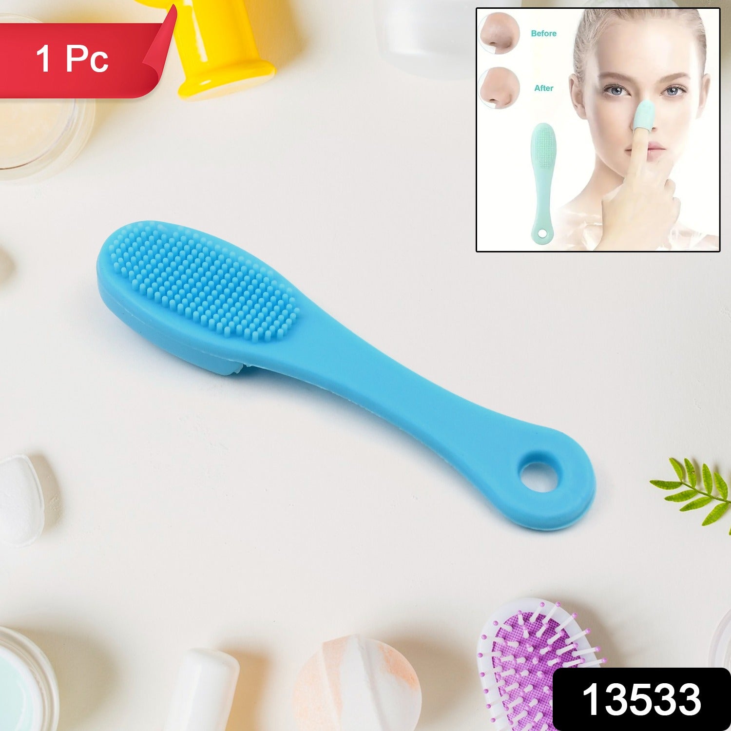 Close-up of the soft silicone bristles on the facial cleansing scrubber.