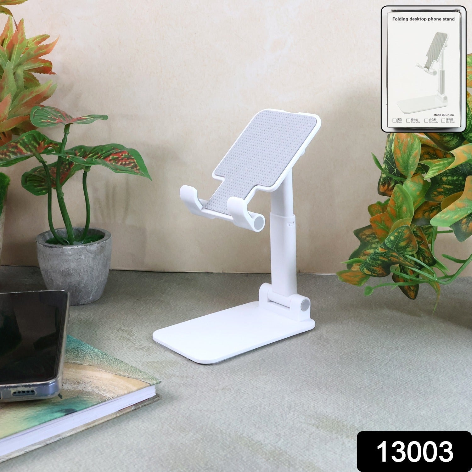 Multi-angle foldable phone stand compatible with tablets and smartphones