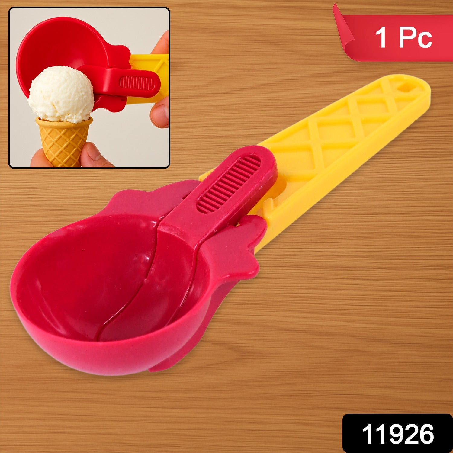 Ice cream scooper with ergonomic trigger handle and non-slip grip
