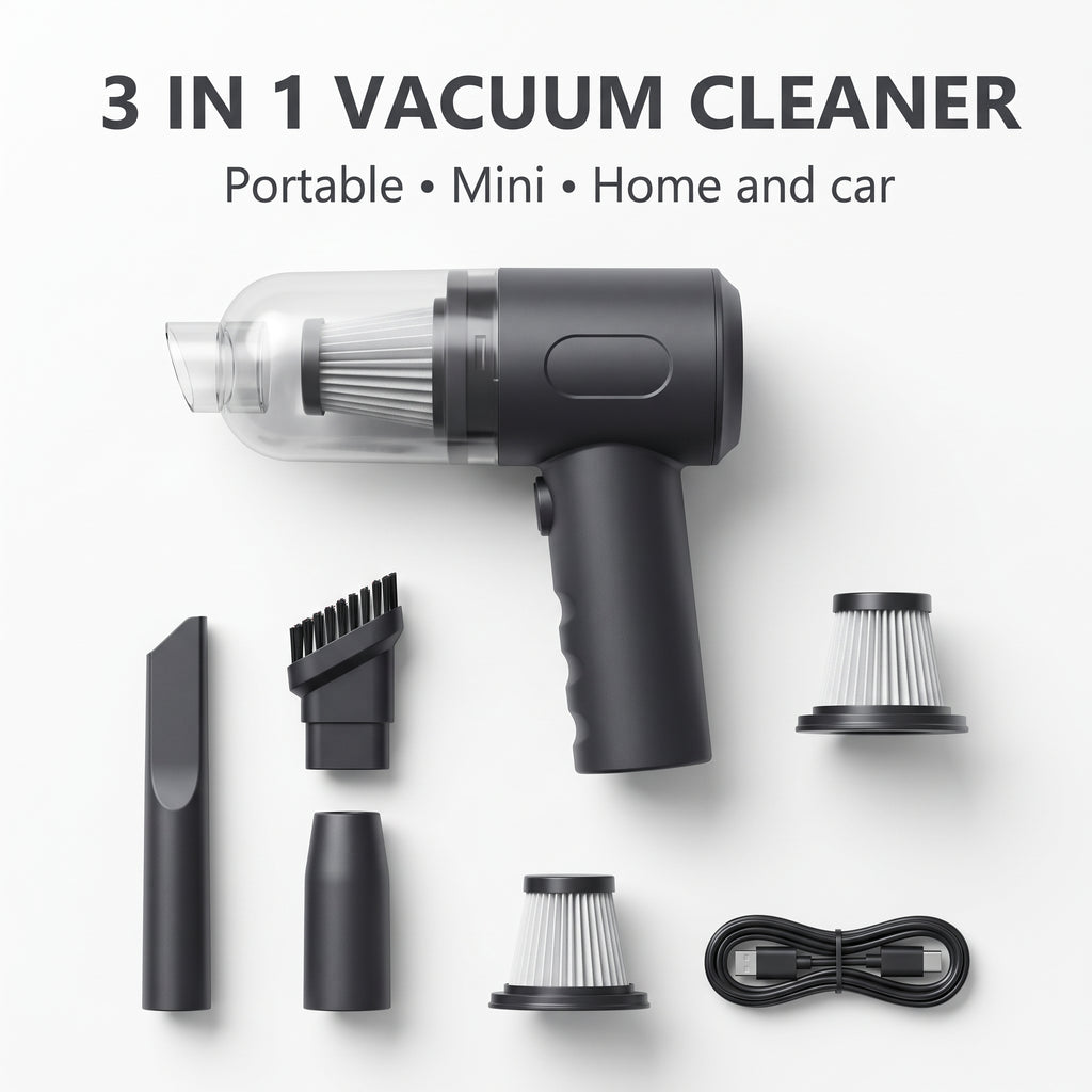 Portable 3-in-1 Vacuum Cleaner (Dry & Wet)