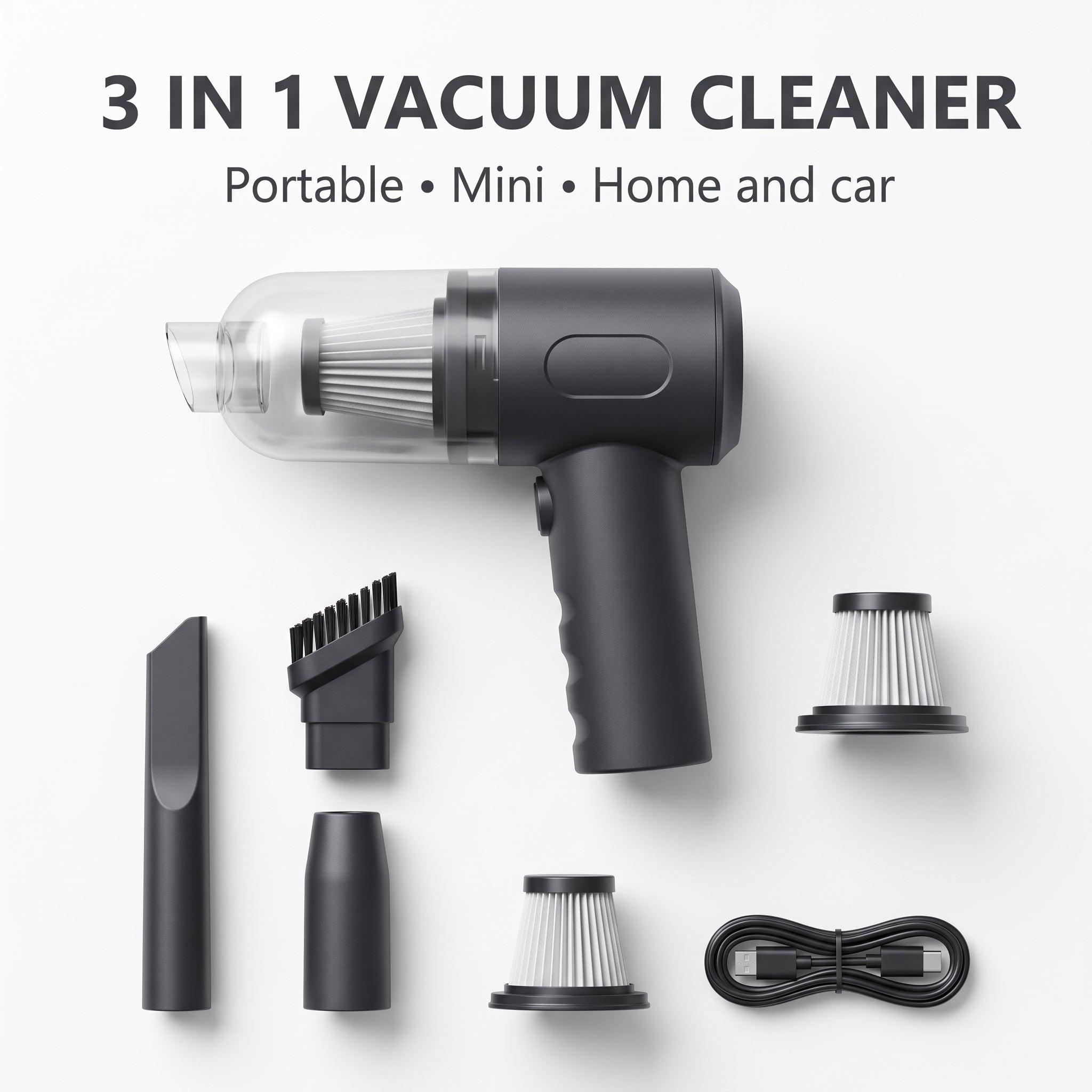 Portable 3-in-1 Vacuum Cleaner (Dry & Wet)