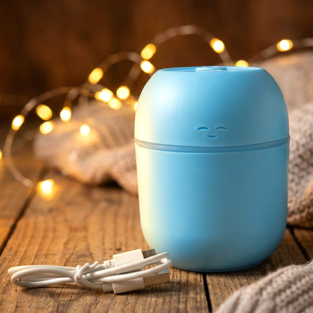 Two USB Air Humidifiers in different colors, illustrating the 'mix color' option.