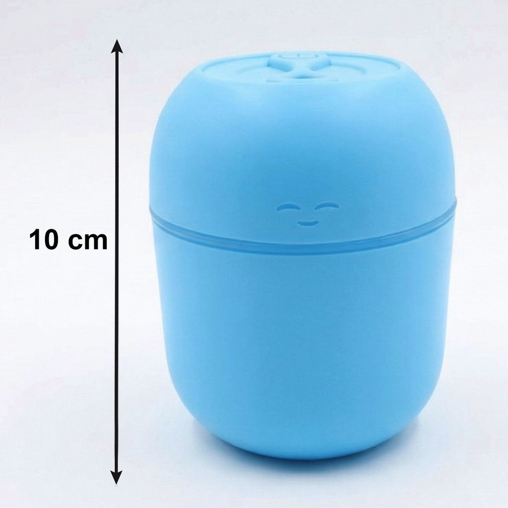 The USB Air Humidifier in a car cup holder, demonstrating its travel-friendly design.