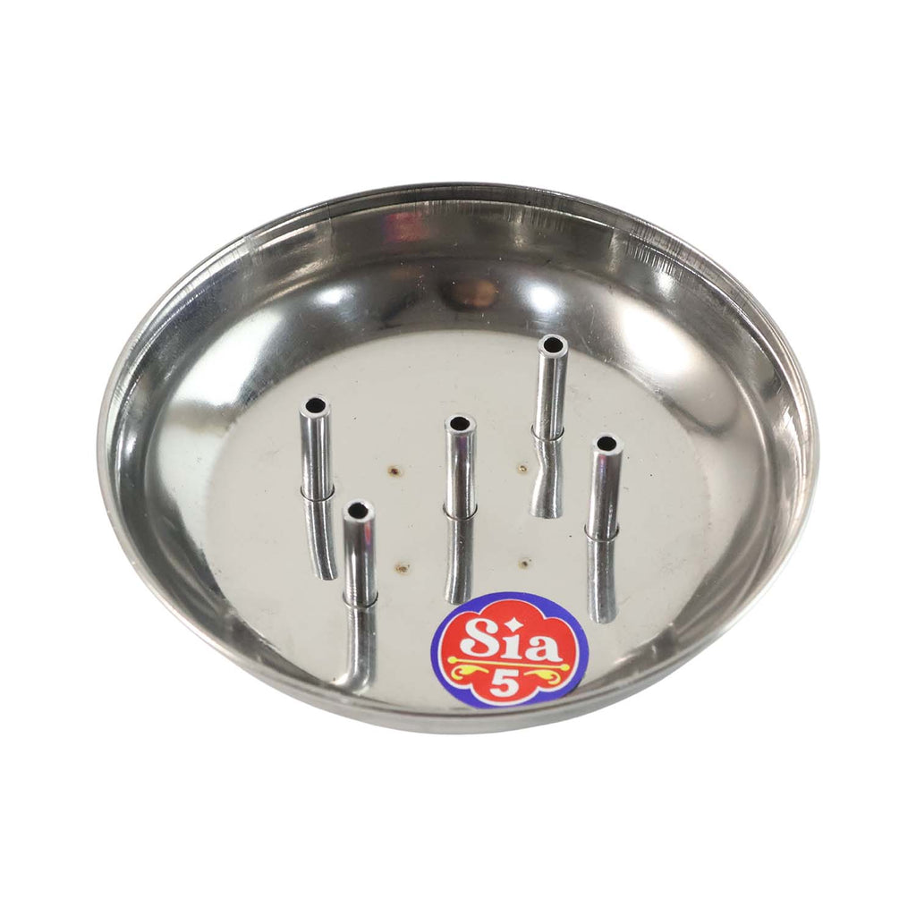 Traditional lotus design stainless steel agarbatti stand for home temples