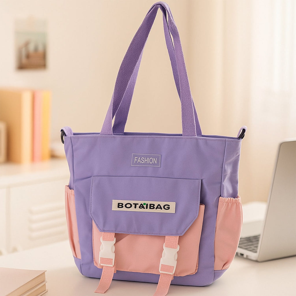 Versatile shoulder tote bag with adjustable strap in soft material