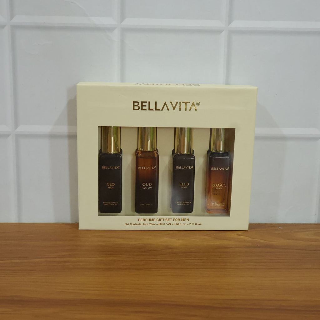 Travel-sized men's perfume bottles in Bellavita gift set