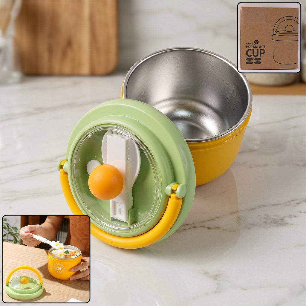 Stainless steel leak-proof lunch box in vibrant color with spoon compartment
