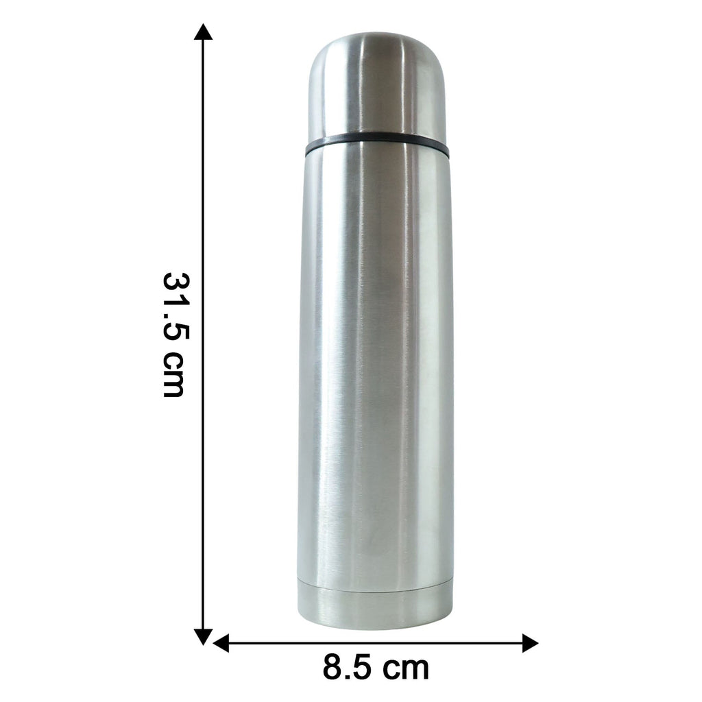 Size chart displaying dimensions of stainless steel vacuum insulated water bottle