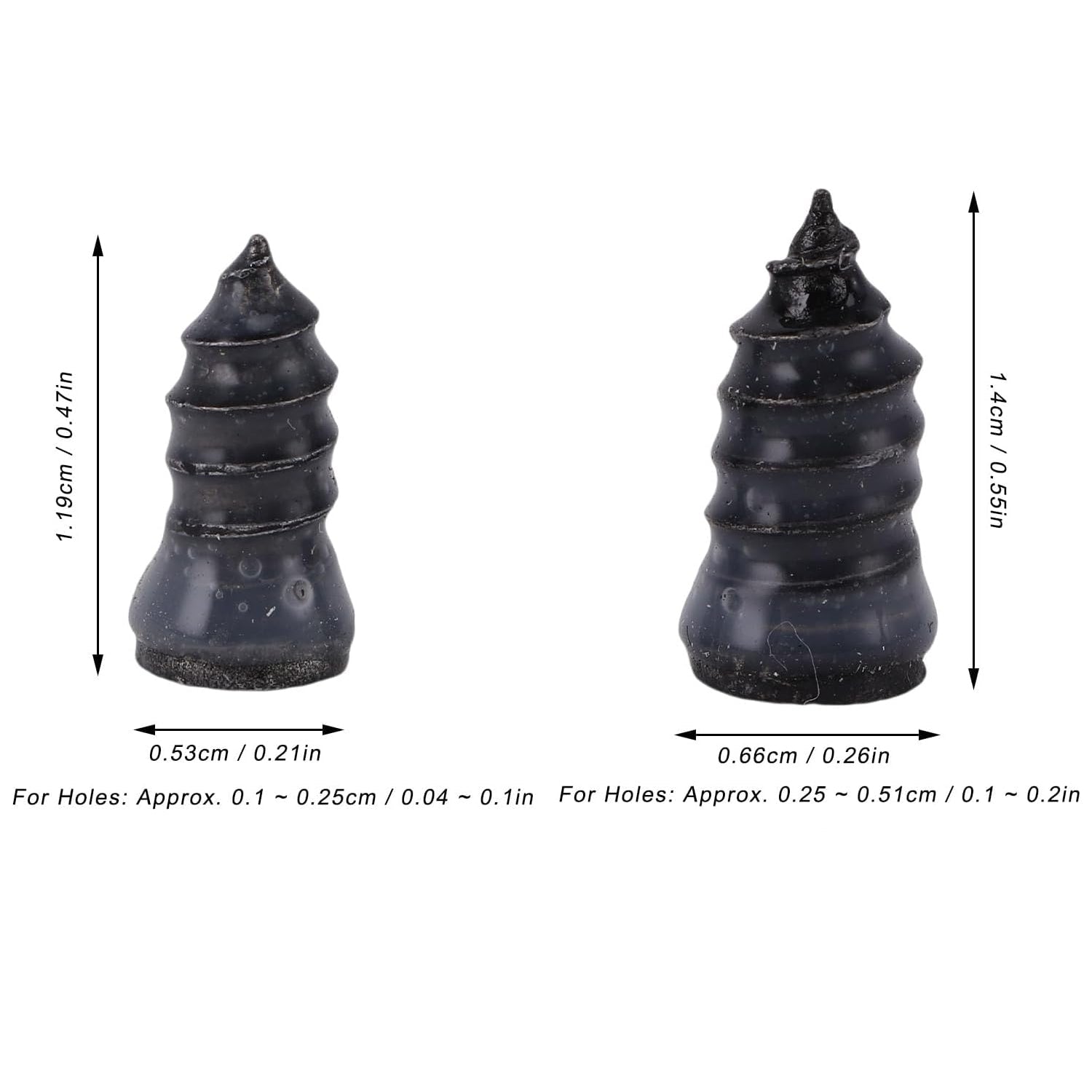 Size comparison of pink tire repair nails for easy identification
