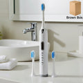 Rechargeable electric toothbrush with USB charging cable packed in brown box