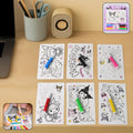 Kuromi-themed kids coloring book set with 6 sheets and 6 bright markers