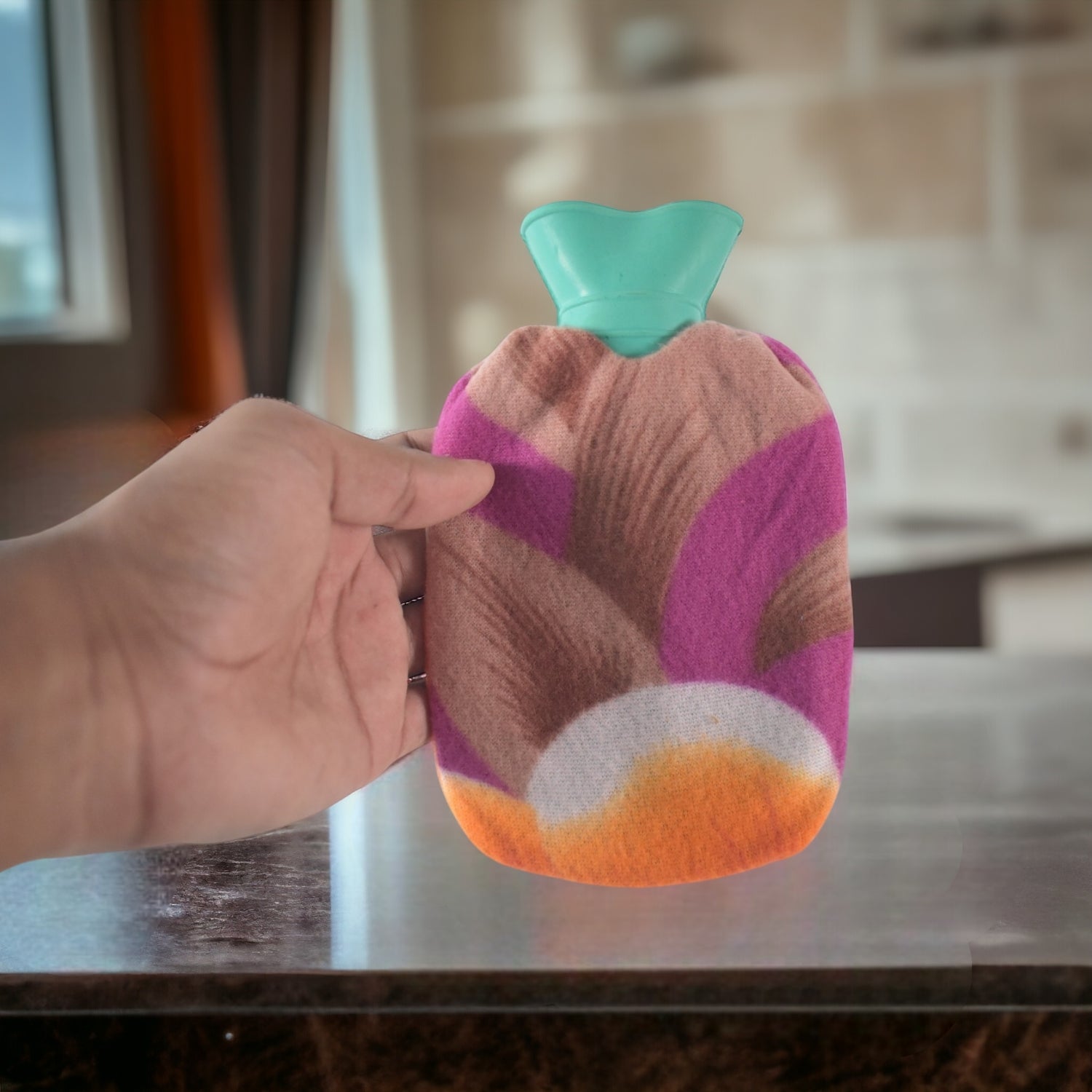 Rubber hot water bottle bag with cover suitable for body warmth and therapy