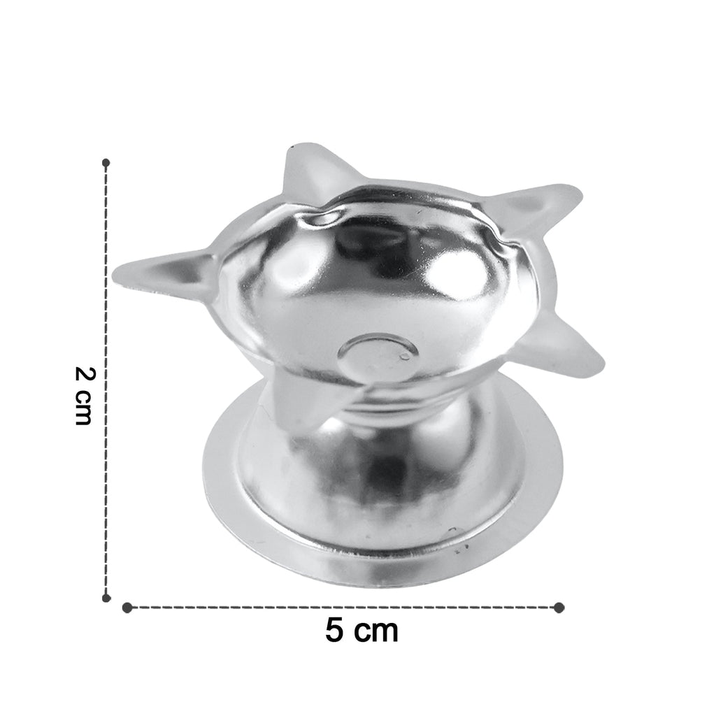 Stainless steel lotus style aarti diya providing stable and bright illumination