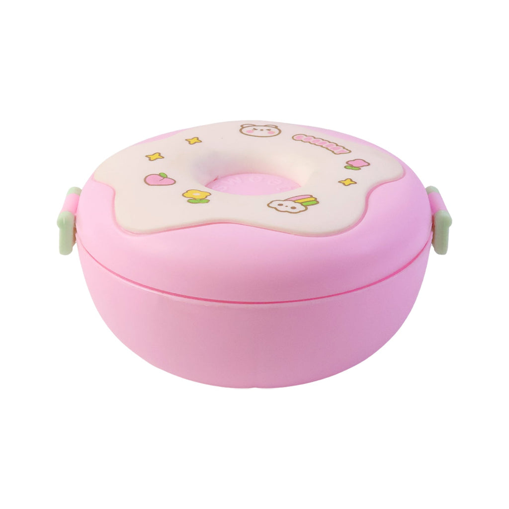 Stack of multiple Donut Shaped Lunch Boxes in assorted colors.