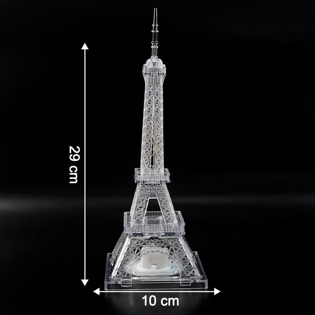 Eiffel Tower shaped LED decorative light illuminating vibrant colors