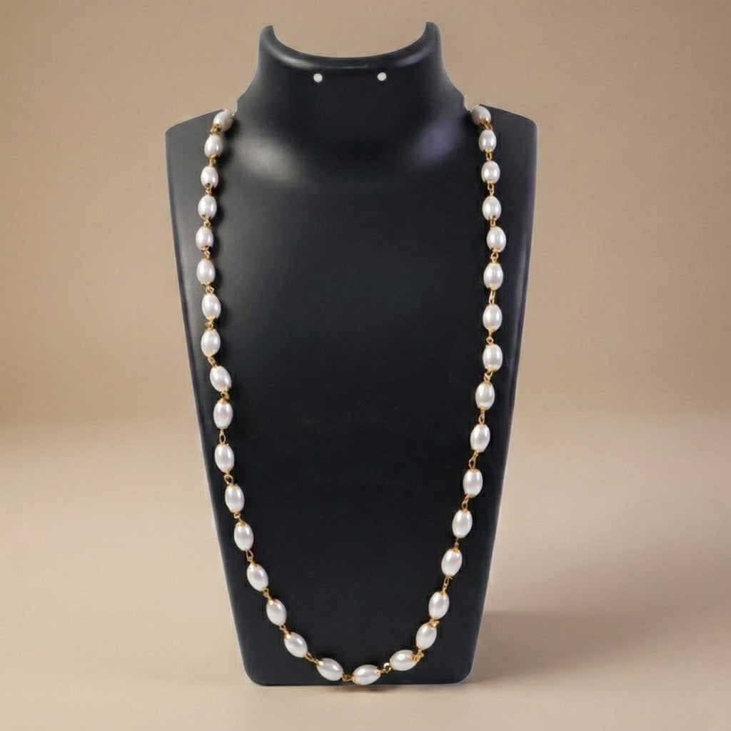 Party wear pearl necklace featuring stylish gold-tone links