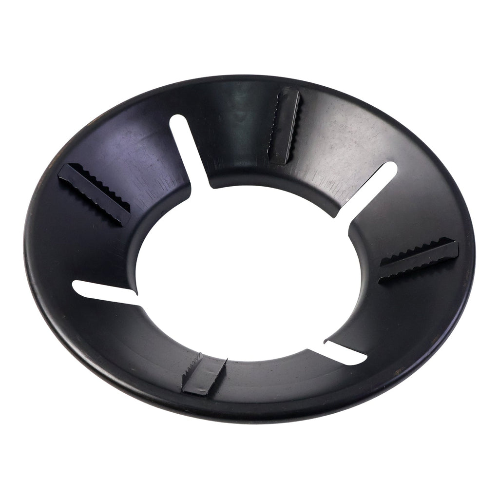 Gas stove pan placed over flame protector ring for even cooking