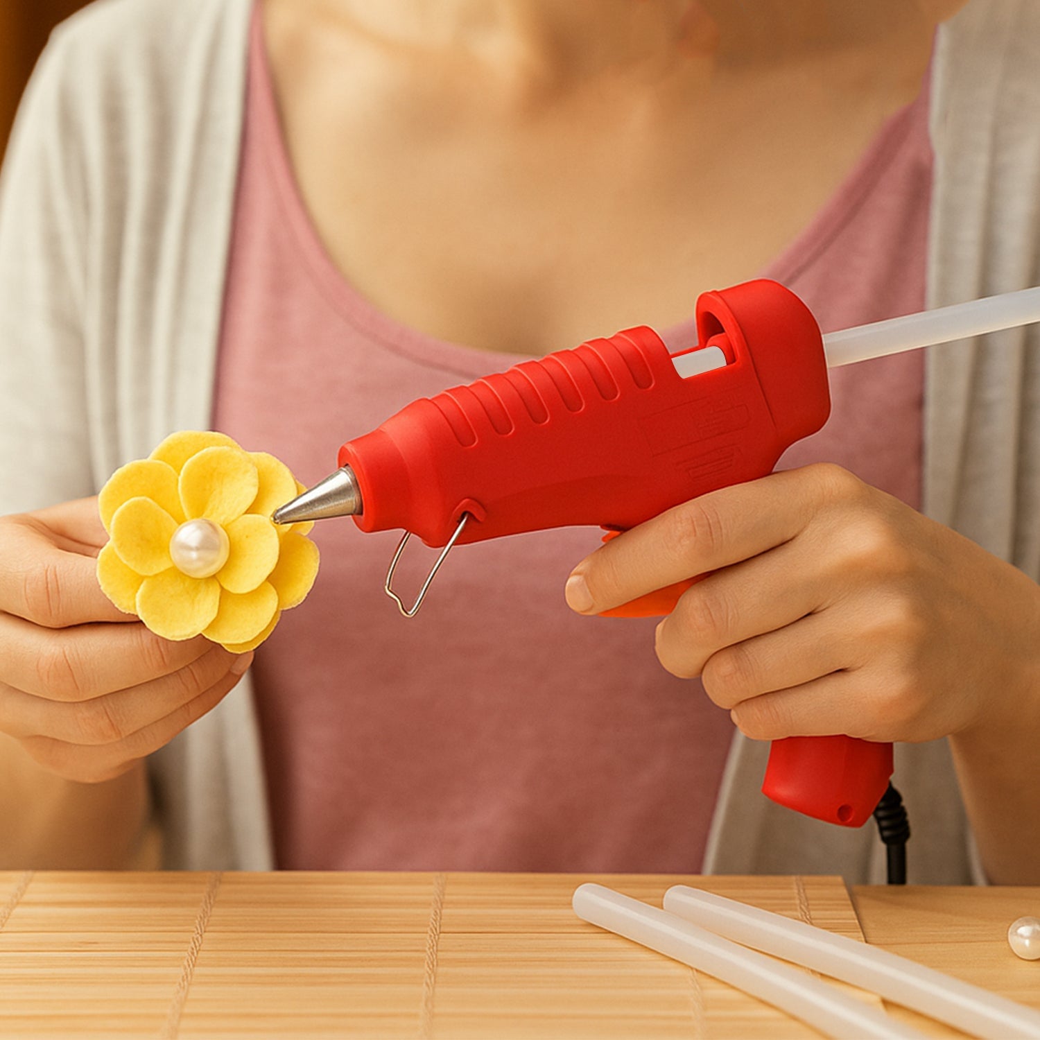 Electric glue gun with smooth trigger control for precise application