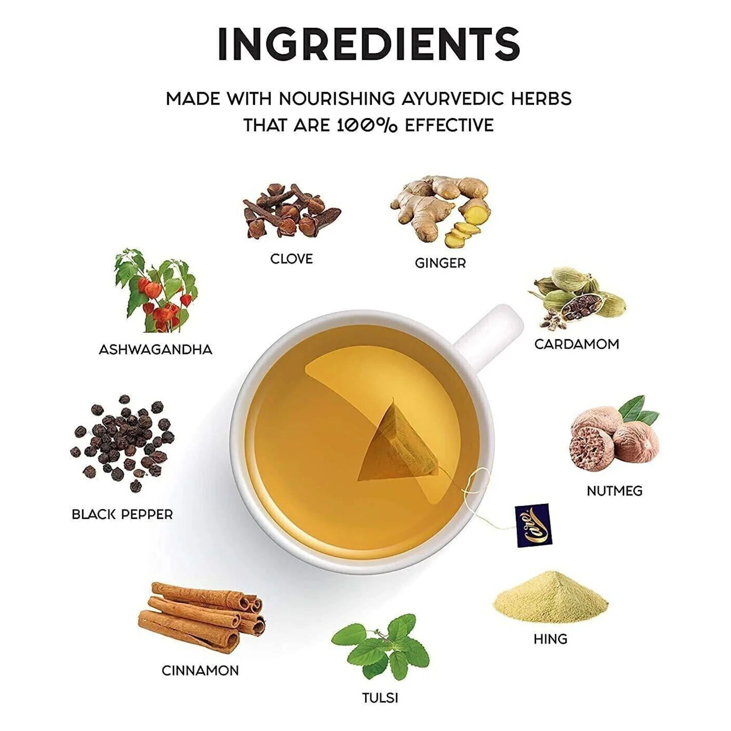 Green tea leaves and spices for herbal infusion