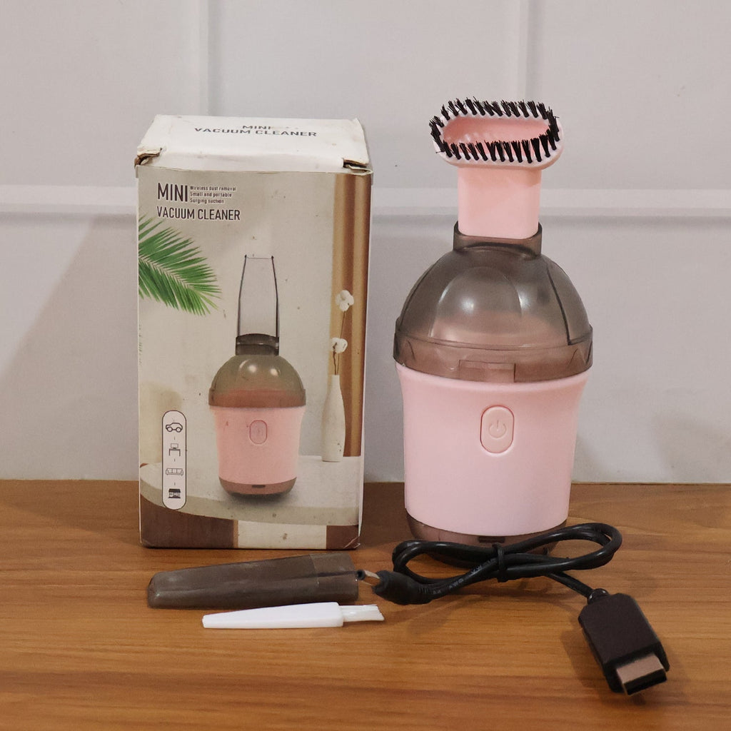 Mini vacuum cleaner in use on various surfaces
