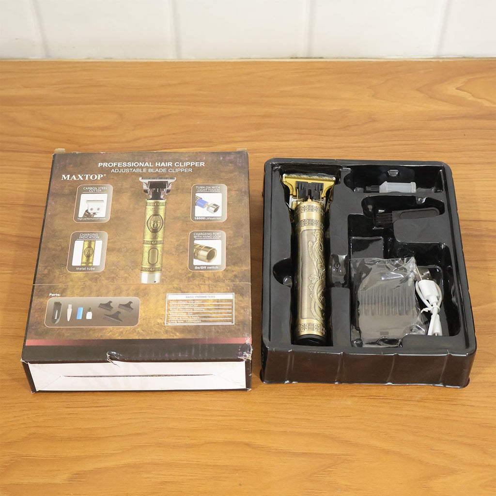 Compact electric hair trimmer for home grooming and styling use