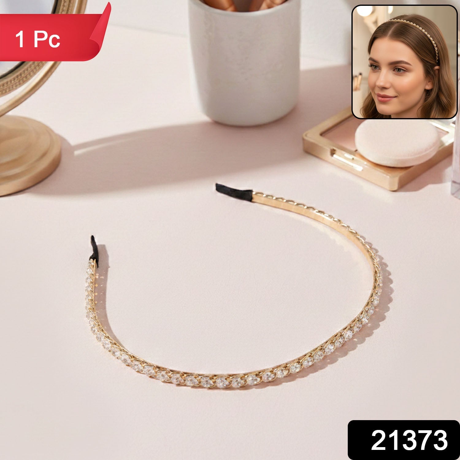 Rhinestone embellished metal headband accessory for women