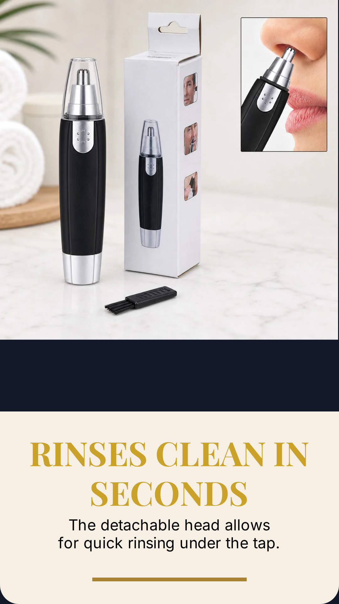 Ear & Nose Hair Trimmer – Painless, Battery-Operated | Calm & Curl
