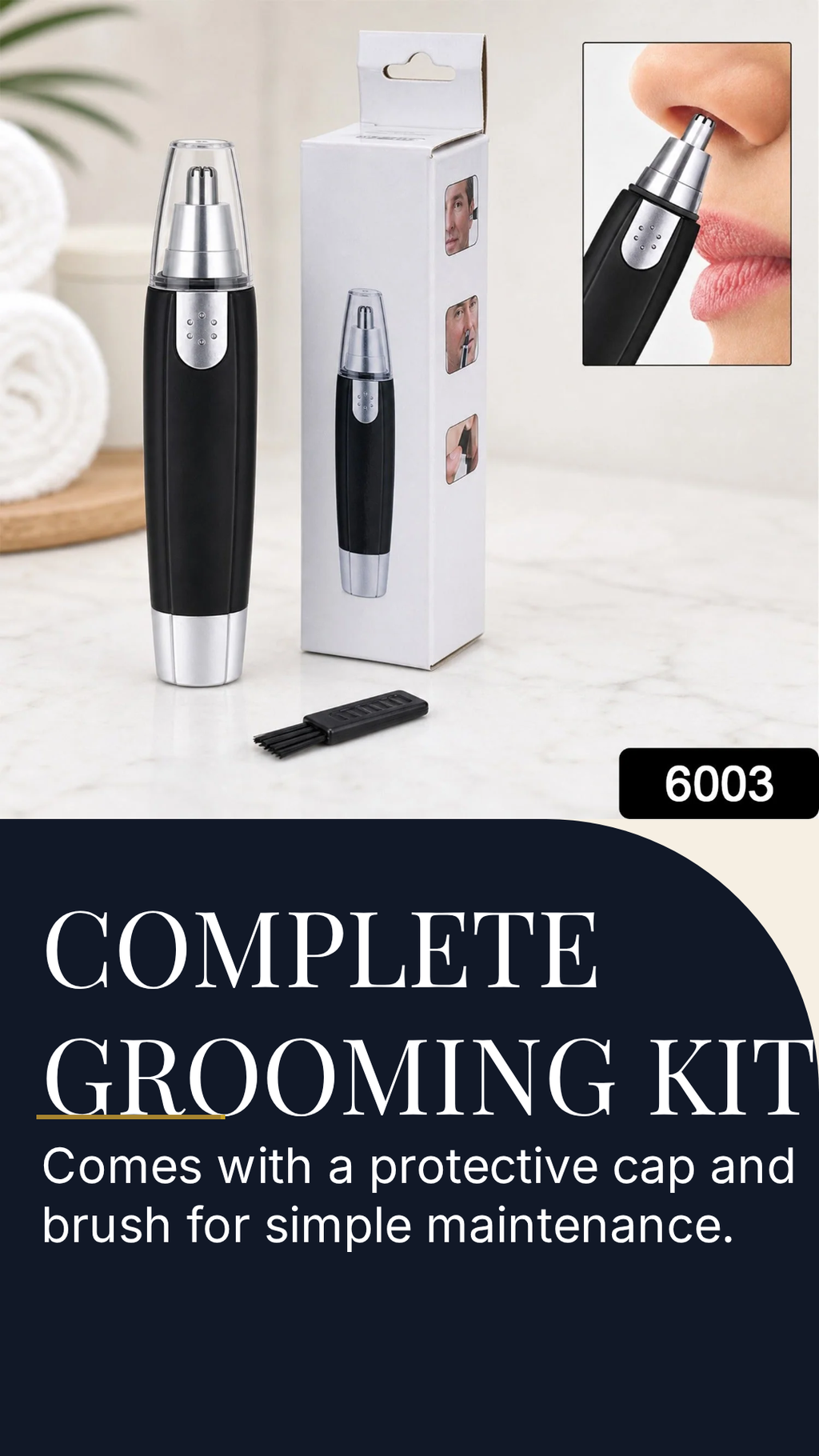 Ear & Nose Hair Trimmer – Painless, Battery-Operated | Calm & Curl